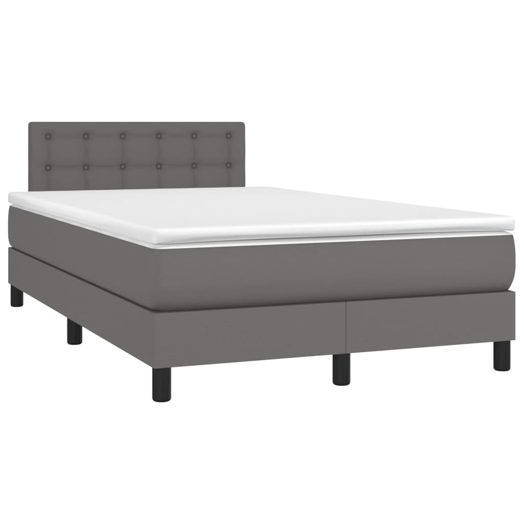 Boxspring met matras en LED kunstleer grijs 120x200 cm Bedden & bedframes | Creëer jouw Trendy Thuis | Gratis bezorgd & Retour | Trendy.nl