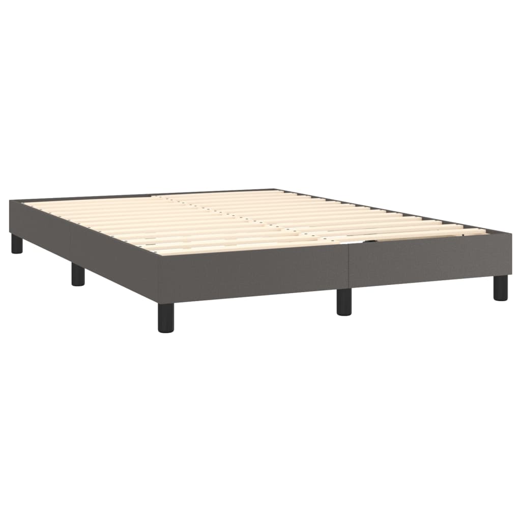 Boxspring met matras en LED kunstleer grijs 140x200 cm Bedden & bedframes | Creëer jouw Trendy Thuis | Gratis bezorgd & Retour | Trendy.nl