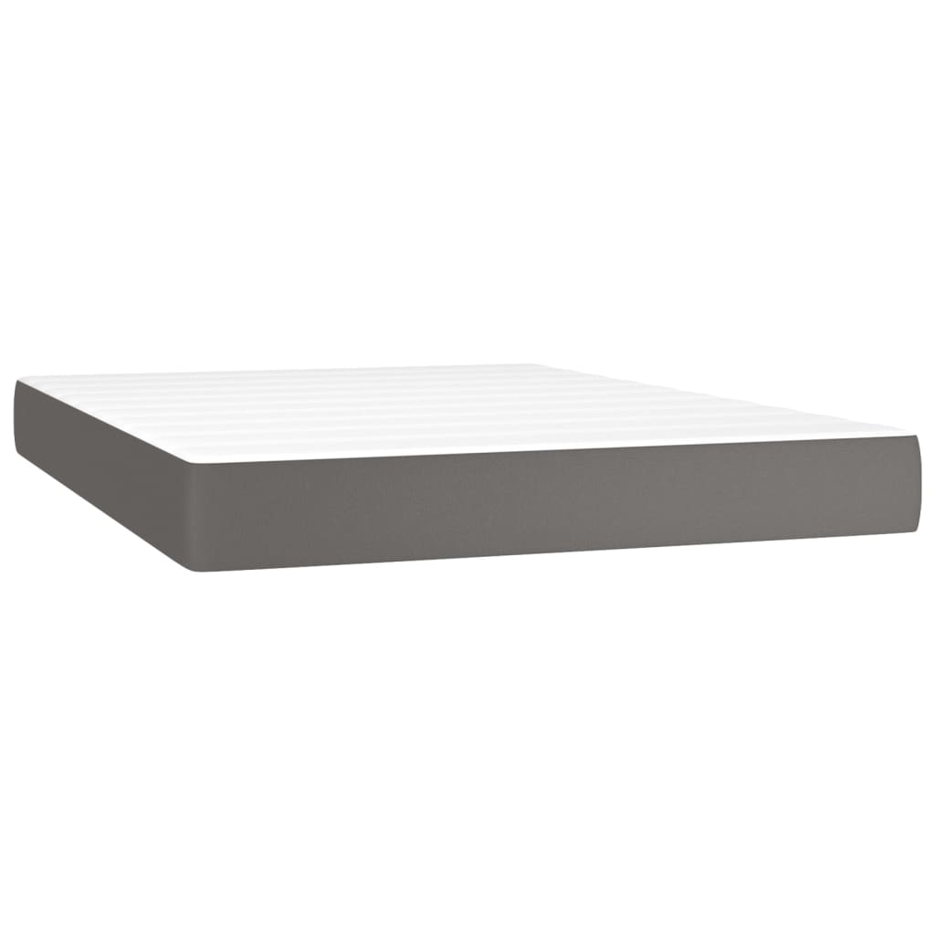 Boxspring met matras en LED kunstleer grijs 140x200 cm Bedden & bedframes | Creëer jouw Trendy Thuis | Gratis bezorgd & Retour | Trendy.nl