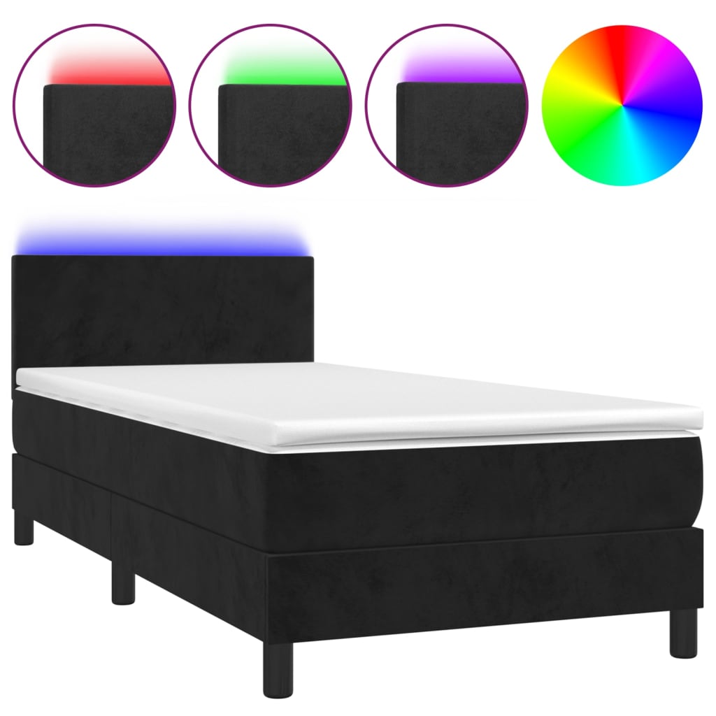 Boxspring met matras en LED fluweel zwart 80x200 cm Bedden & bedframes | Creëer jouw Trendy Thuis | Gratis bezorgd & Retour | Trendy.nl