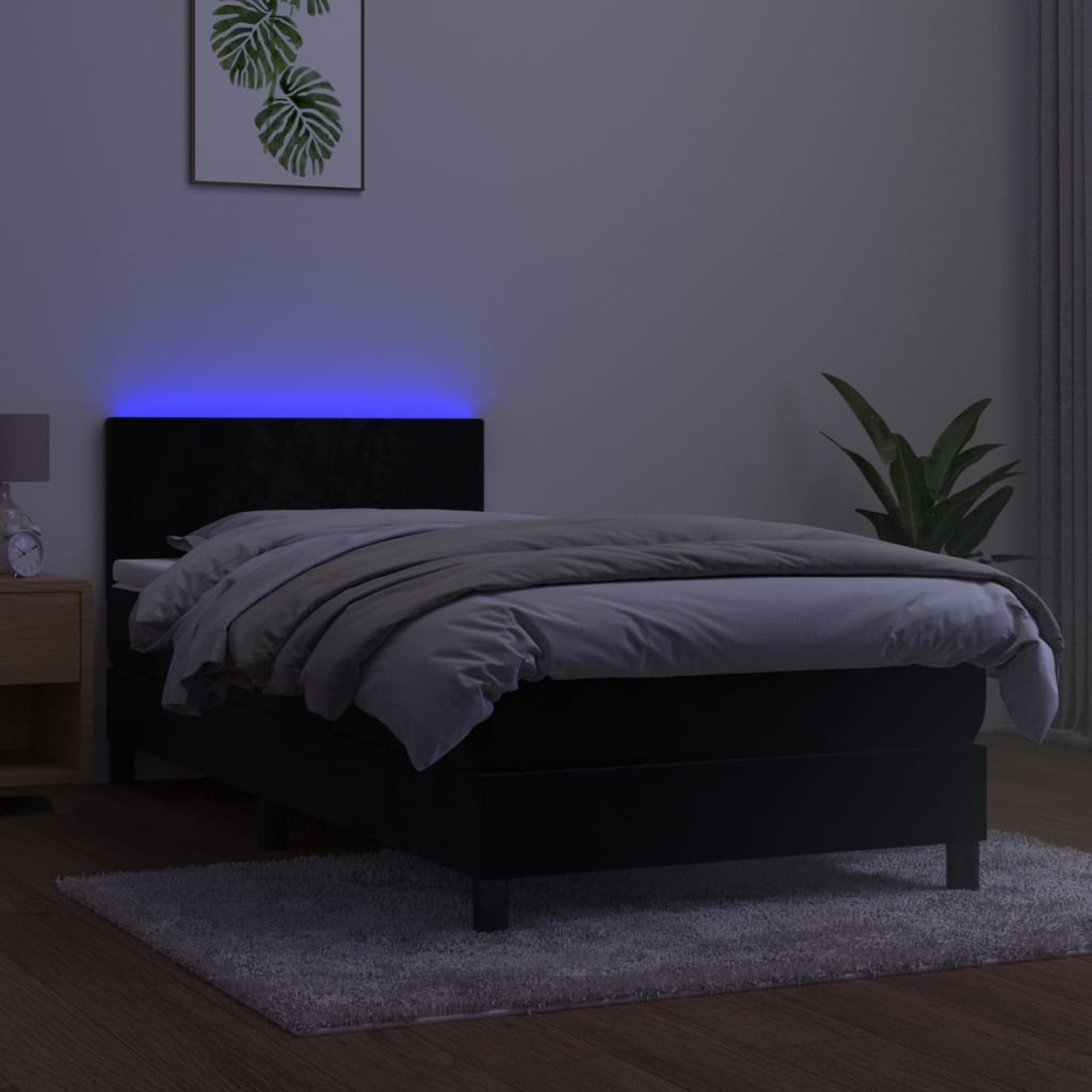 Boxspring met matras en LED fluweel zwart 80x200 cm Bedden & bedframes | Creëer jouw Trendy Thuis | Gratis bezorgd & Retour | Trendy.nl