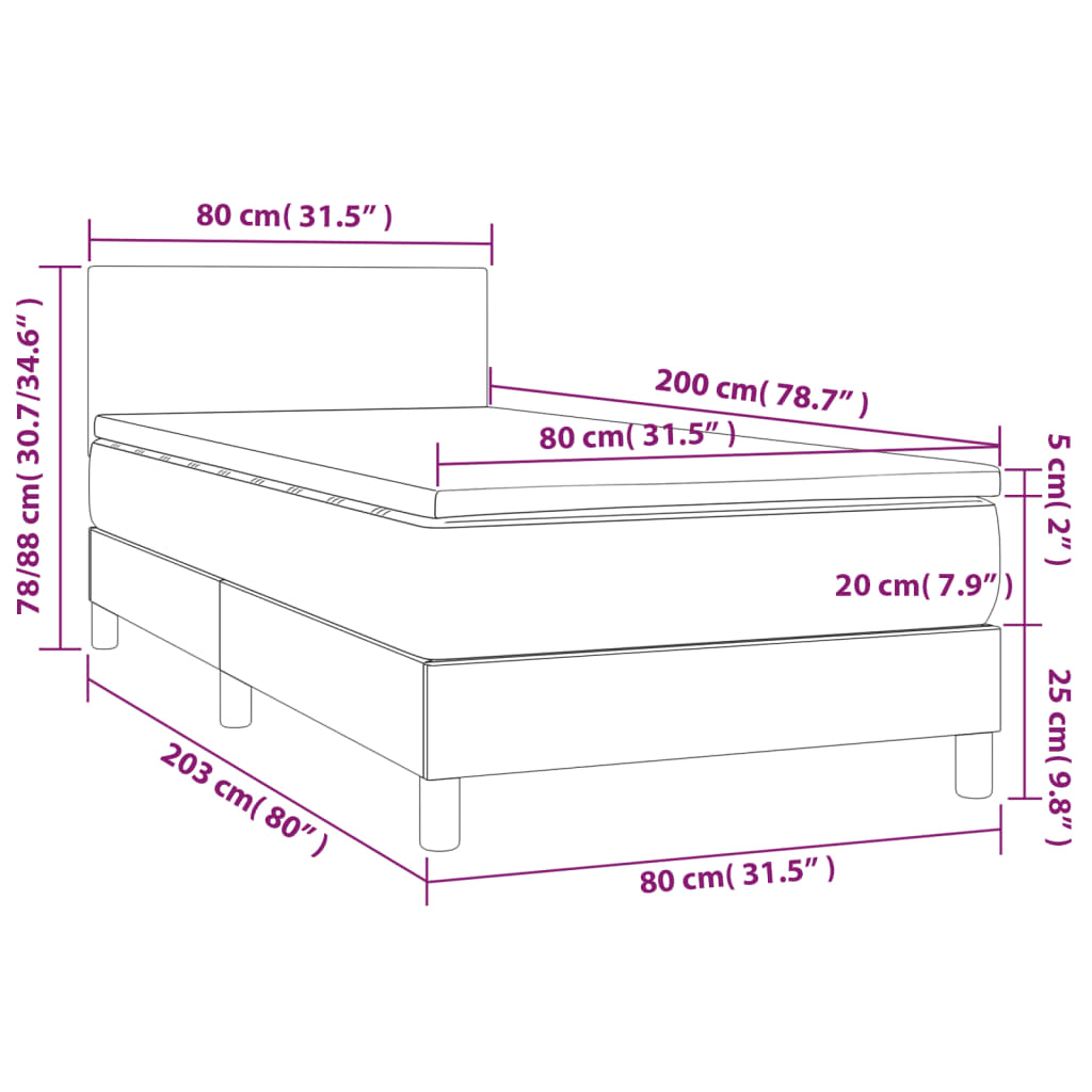 Boxspring met matras en LED fluweel zwart 80x200 cm Bedden & bedframes | Creëer jouw Trendy Thuis | Gratis bezorgd & Retour | Trendy.nl