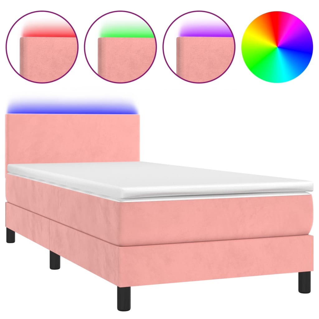 Boxspring met matras en LED fluweel roze 80x200 cm Bedden & bedframes | Creëer jouw Trendy Thuis | Gratis bezorgd & Retour | Trendy.nl