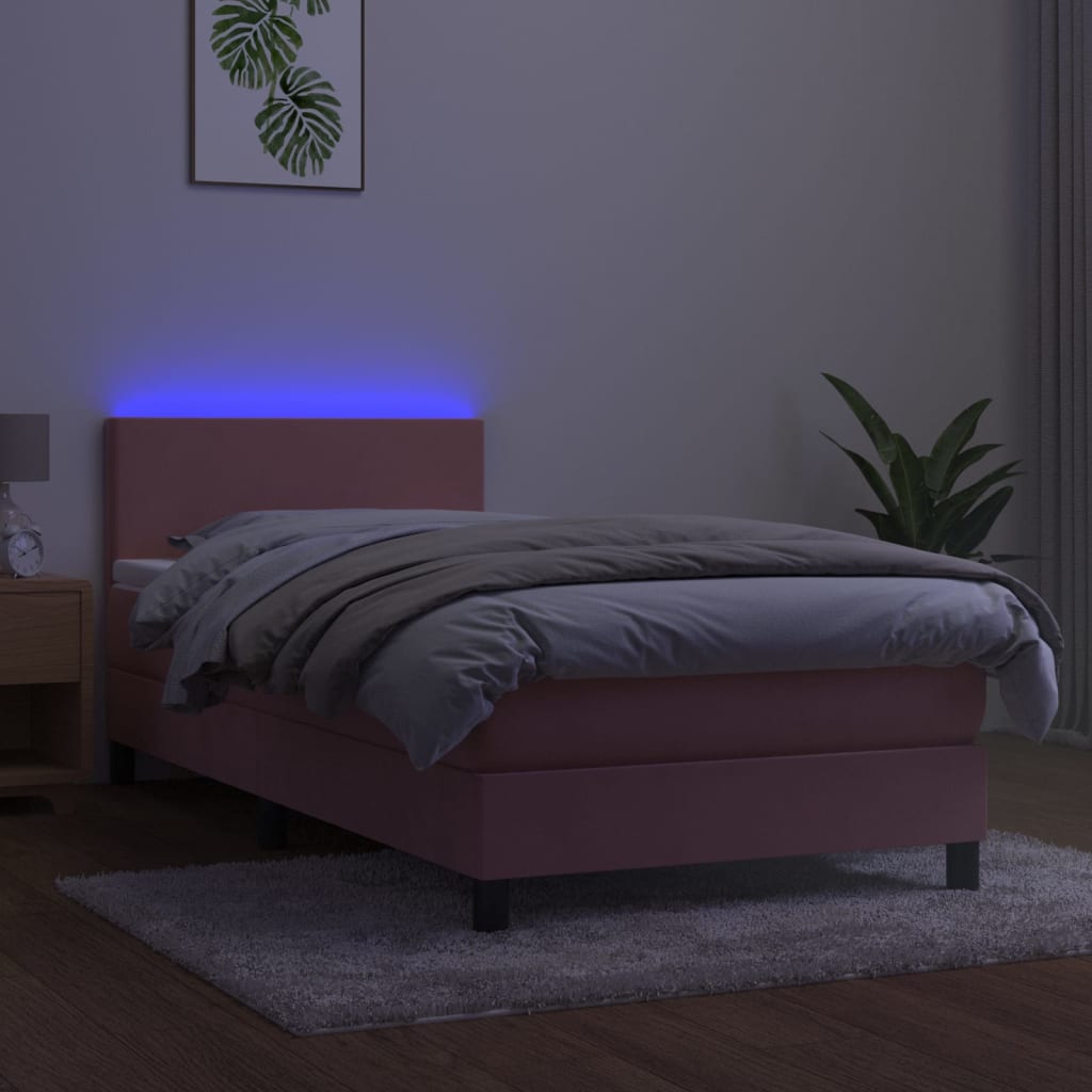 Boxspring met matras en LED fluweel roze 80x200 cm Bedden & bedframes | Creëer jouw Trendy Thuis | Gratis bezorgd & Retour | Trendy.nl