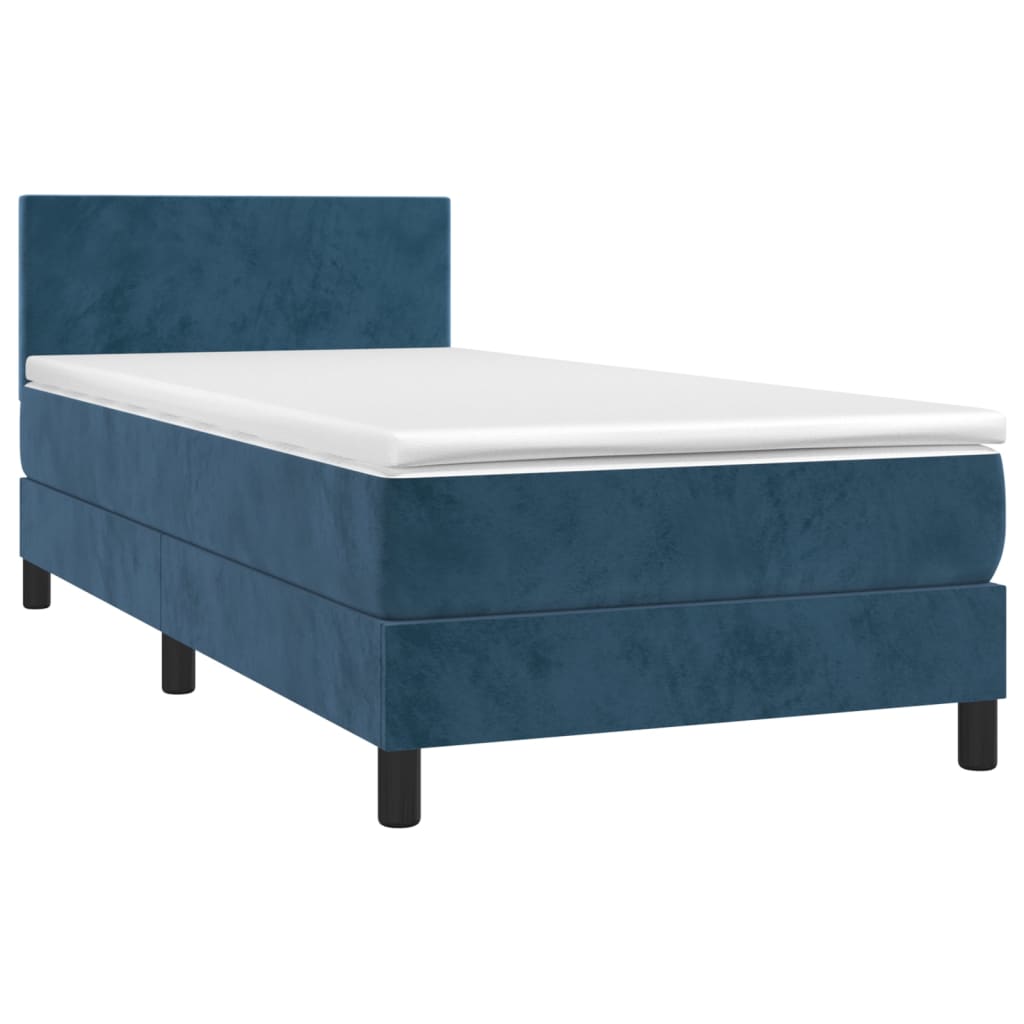 Boxspring met matras en LED fluweel donkerblauw 90x190 cm Bedden & bedframes | Creëer jouw Trendy Thuis | Gratis bezorgd & Retour | Trendy.nl