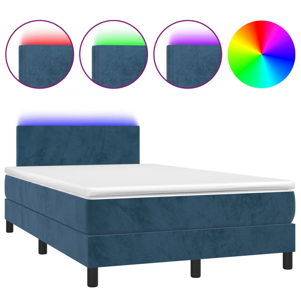 Boxspring met matras en LED fluweel donkerblauw 120x200 cm Bedden & bedframes | Creëer jouw Trendy Thuis | Gratis bezorgd & Retour | Trendy.nl