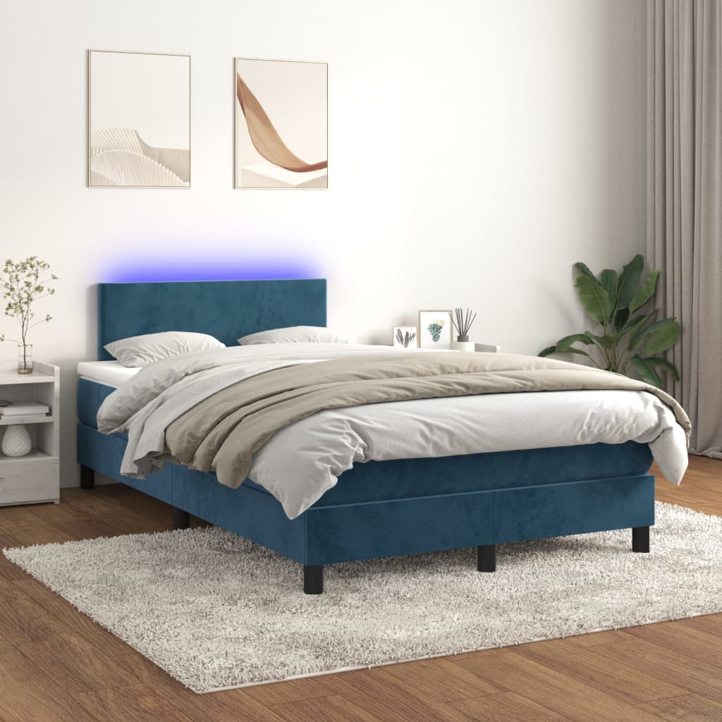 Boxspring met matras en LED fluweel donkerblauw 120x200 cm Bedden & bedframes | Creëer jouw Trendy Thuis | Gratis bezorgd & Retour | Trendy.nl