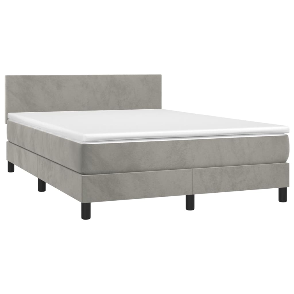 Boxspring met matras en LED fluweel lichtgrijs 140x200 cm Bedden & bedframes | Creëer jouw Trendy Thuis | Gratis bezorgd & Retour | Trendy.nl