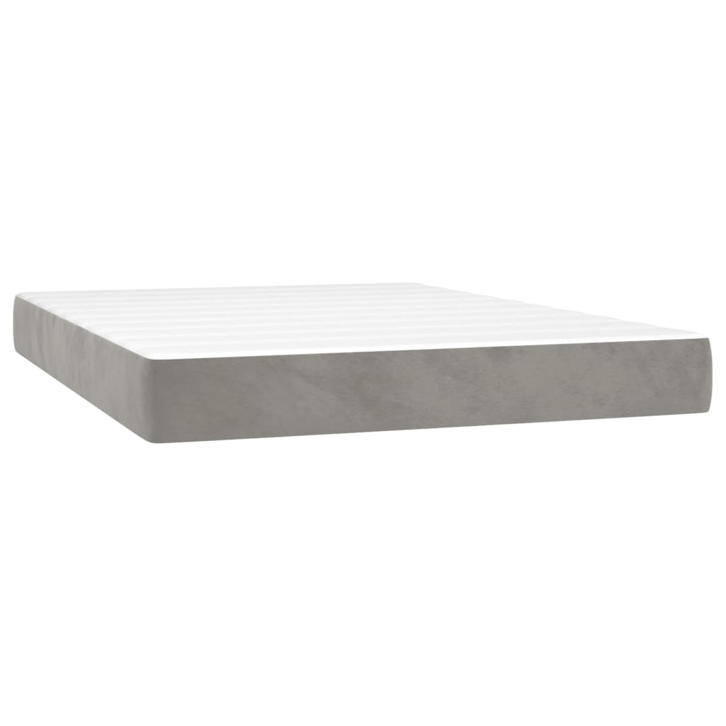 Boxspring met matras en LED fluweel lichtgrijs 140x200 cm Bedden & bedframes | Creëer jouw Trendy Thuis | Gratis bezorgd & Retour | Trendy.nl