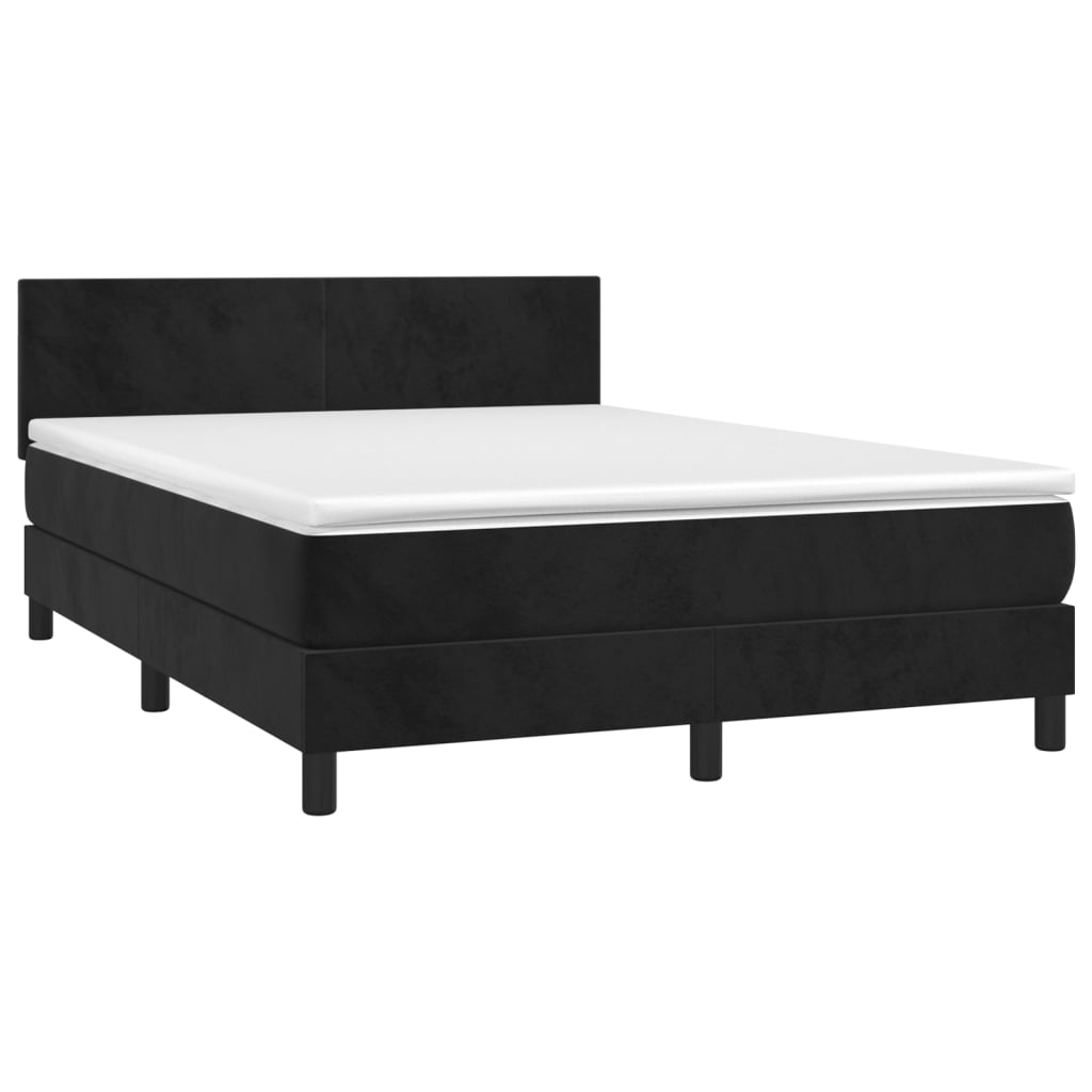 Boxspring met matras en LED fluweel zwart 140x200 cm