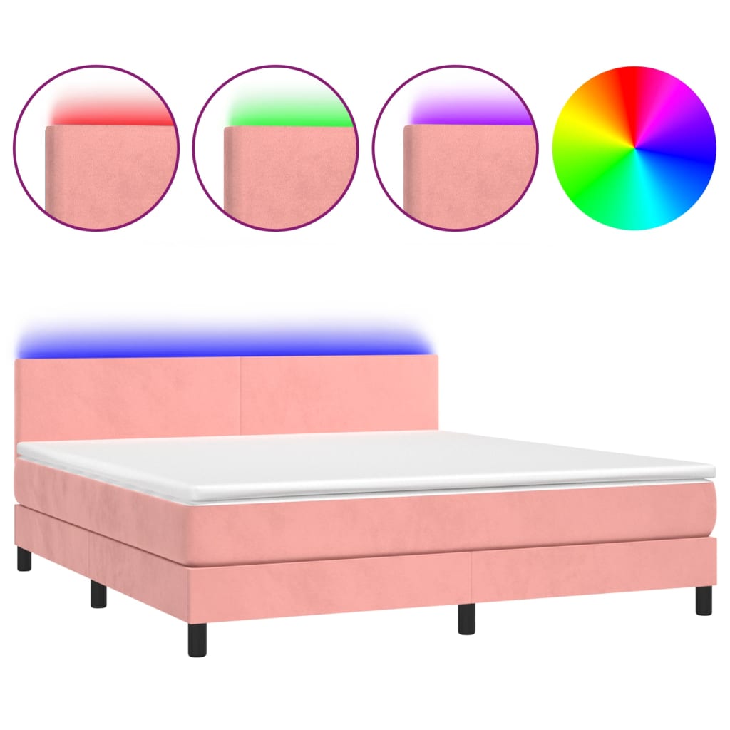 Boxspring met matras en LED fluweel roze 160x200 cm Bedden & bedframes | Creëer jouw Trendy Thuis | Gratis bezorgd & Retour | Trendy.nl