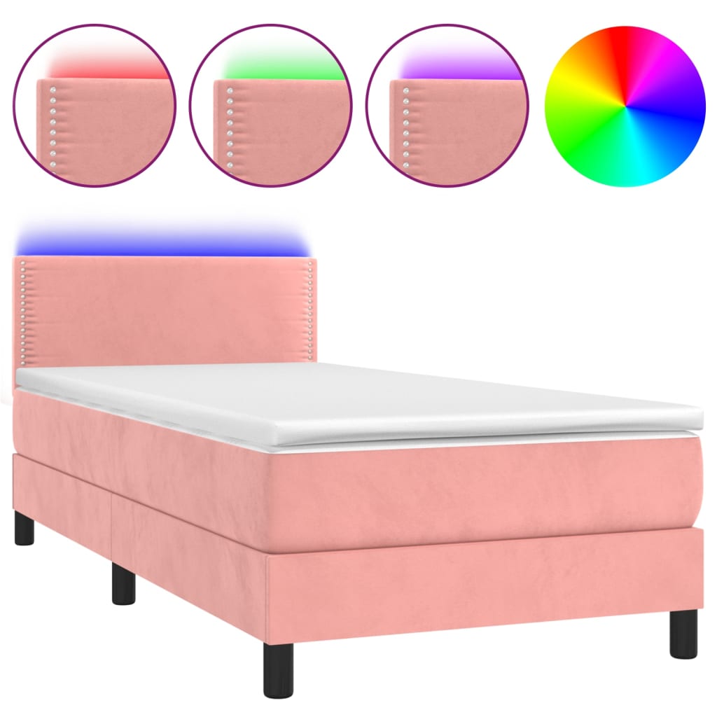 Boxspring met matras en LED fluweel roze 80x200 cm Bedden & bedframes | Creëer jouw Trendy Thuis | Gratis bezorgd & Retour | Trendy.nl