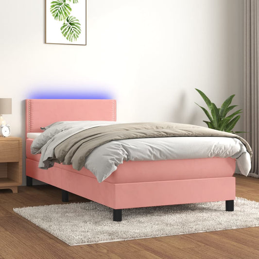 Boxspring met matras en LED fluweel roze 80x200 cm Bedden & bedframes | Creëer jouw Trendy Thuis | Gratis bezorgd & Retour | Trendy.nl