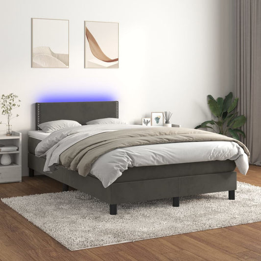 Boxspring met matras en LED fluweel donkergrijs 120x200 cm Bedden & bedframes | Creëer jouw Trendy Thuis | Gratis bezorgd & Retour | Trendy.nl