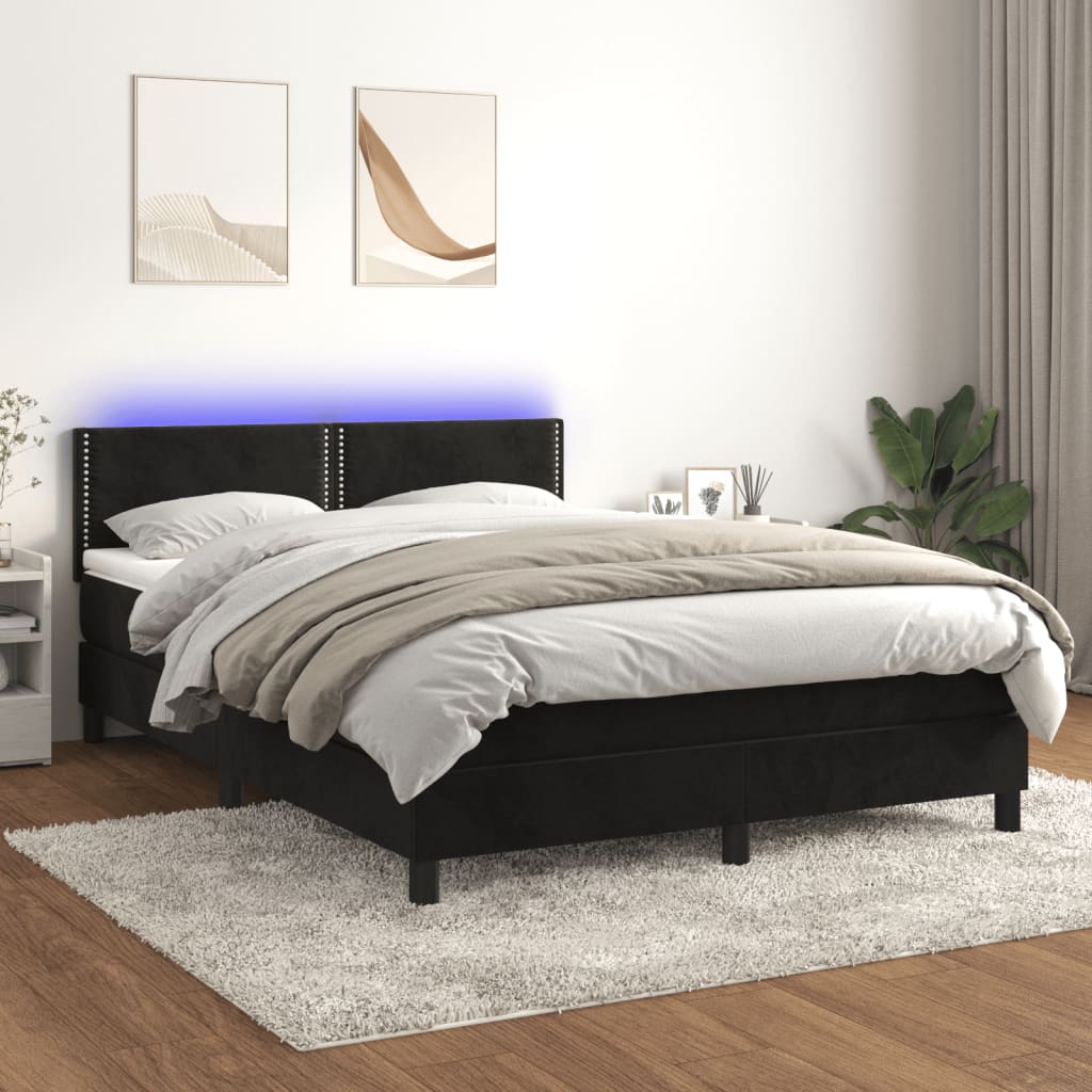 Boxspring met matras en LED fluweel zwart 140x200 cm Bedden & bedframes | Creëer jouw Trendy Thuis | Gratis bezorgd & Retour | Trendy.nl