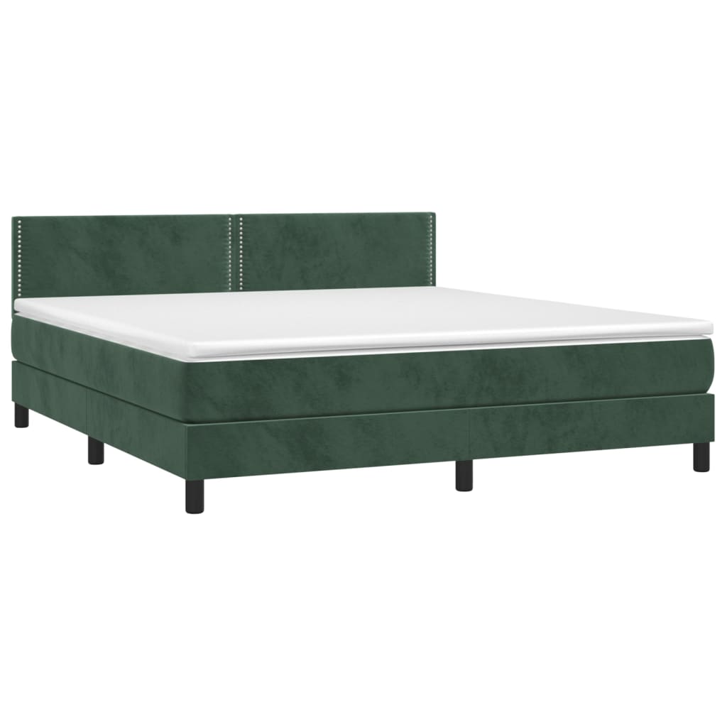 Boxspring met matras en LED fluweel donkergroen 160x200 cm Bedden & bedframes | Creëer jouw Trendy Thuis | Gratis bezorgd & Retour | Trendy.nl