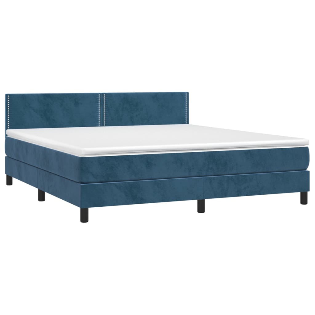 Boxspring met matras en LED fluweel donkerblauw 160x200 cm Bedden & bedframes | Creëer jouw Trendy Thuis | Gratis bezorgd & Retour | Trendy.nl