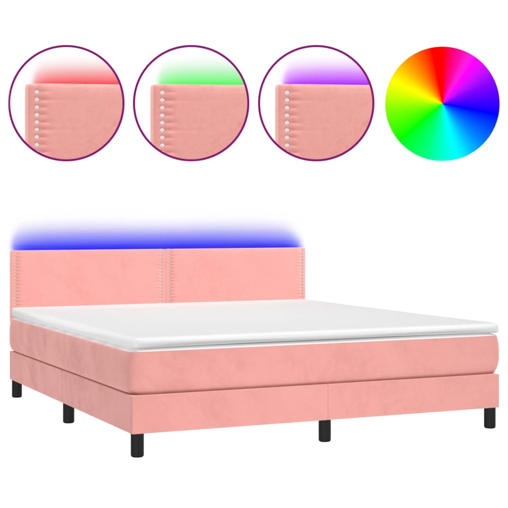 Boxspring met matras en LED fluweel roze 160x200 cm Bedden & bedframes | Creëer jouw Trendy Thuis | Gratis bezorgd & Retour | Trendy.nl