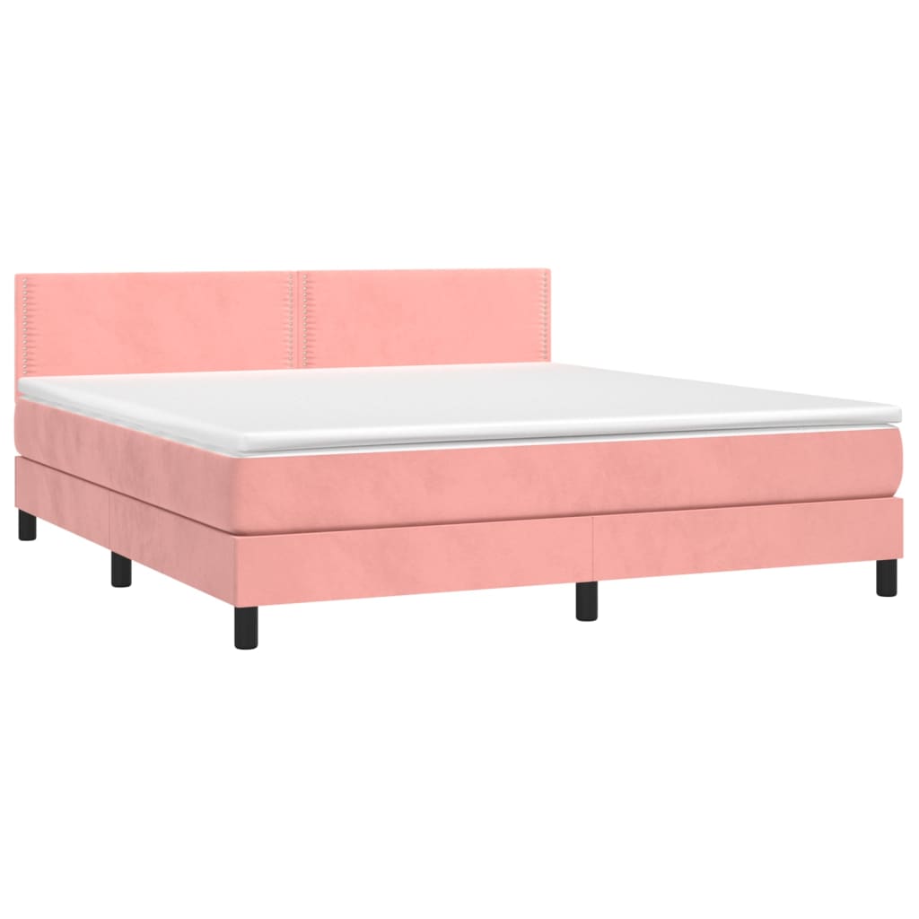 Boxspring met matras en LED fluweel roze 160x200 cm Bedden & bedframes | Creëer jouw Trendy Thuis | Gratis bezorgd & Retour | Trendy.nl