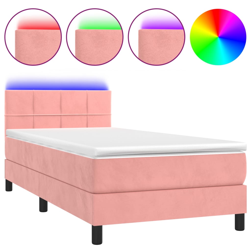 Boxspring met matras en LED fluweel roze 80x200 cm Bedden & bedframes | Creëer jouw Trendy Thuis | Gratis bezorgd & Retour | Trendy.nl