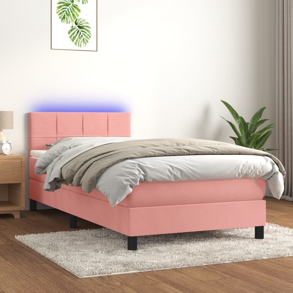 Boxspring met matras en LED fluweel roze 80x200 cm Bedden & bedframes | Creëer jouw Trendy Thuis | Gratis bezorgd & Retour | Trendy.nl