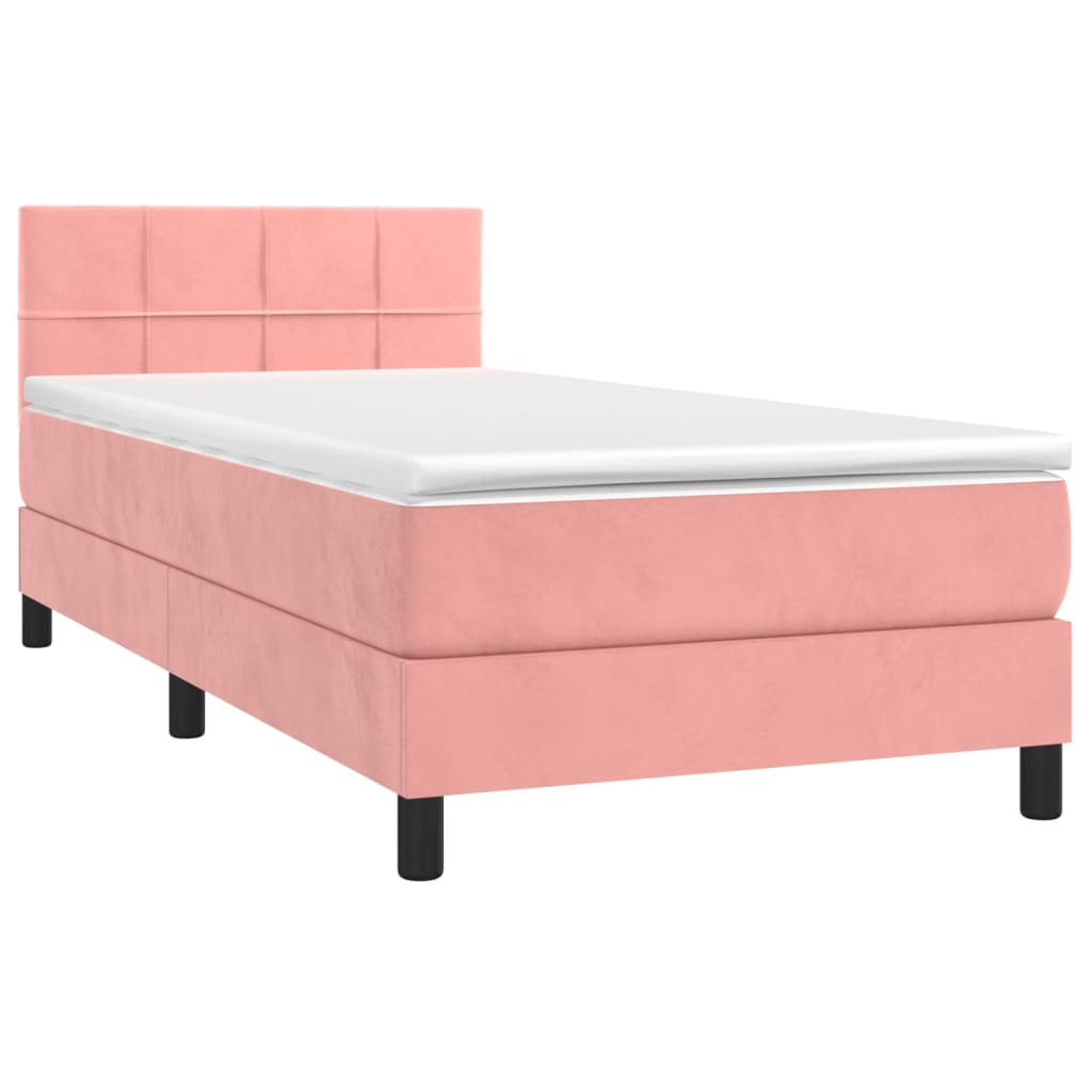 Boxspring met matras en LED fluweel roze 90x190 cm