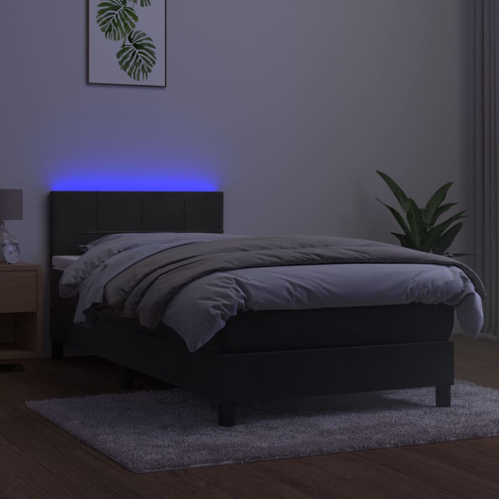 Boxspring met matras en LED fluweel donkergrijs 100x200 cm