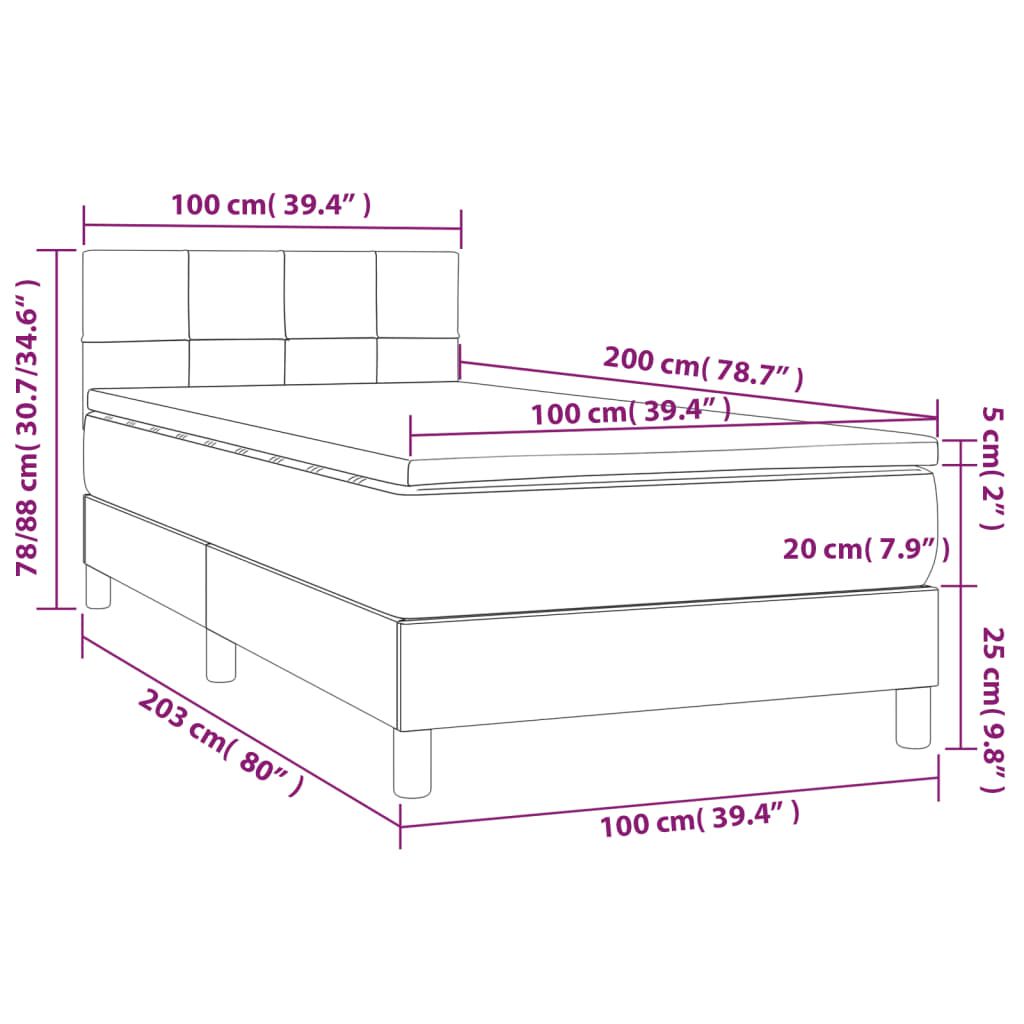 Boxspring met matras en LED fluweel zwart 100x200 cm