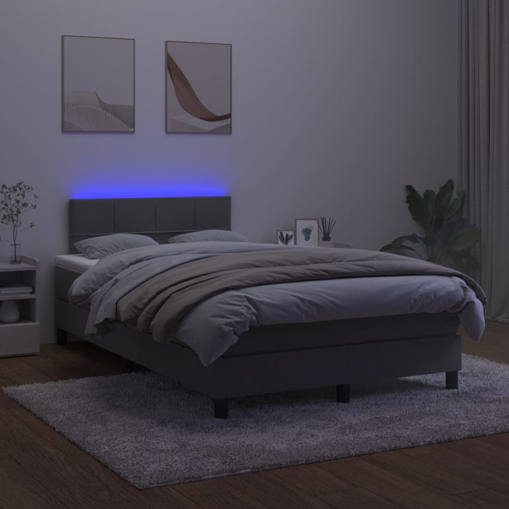 Boxspring met matras en LED fluweel donkergrijs 120x200 cm