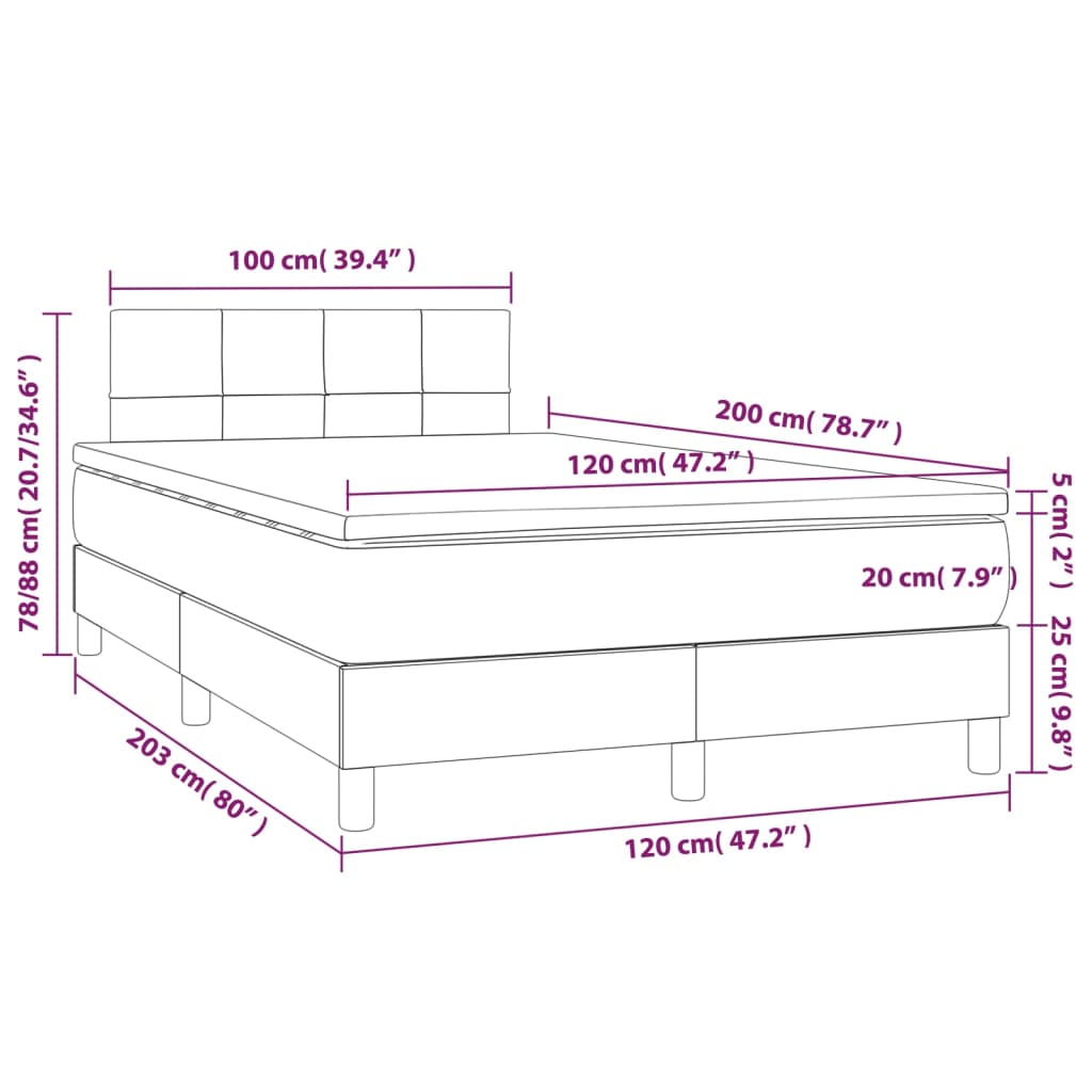 Boxspring met matras en LED fluweel donkergrijs 120x200 cm