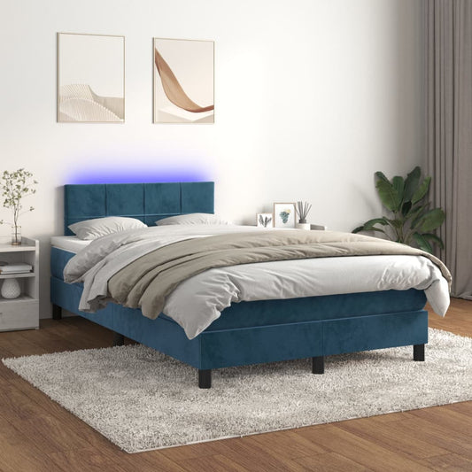 Boxspring met matras en LED fluweel donkerblauw 120x200 cm Bedden & bedframes | Creëer jouw Trendy Thuis | Gratis bezorgd & Retour | Trendy.nl