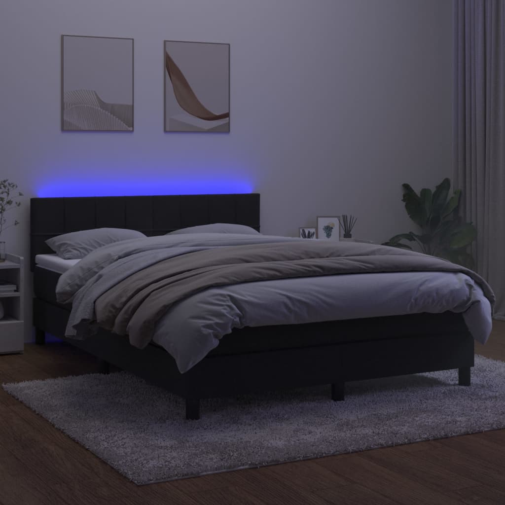 Boxspring met matras en LED fluweel zwart 140x190 cm Bedden & bedframes | Creëer jouw Trendy Thuis | Gratis bezorgd & Retour | Trendy.nl