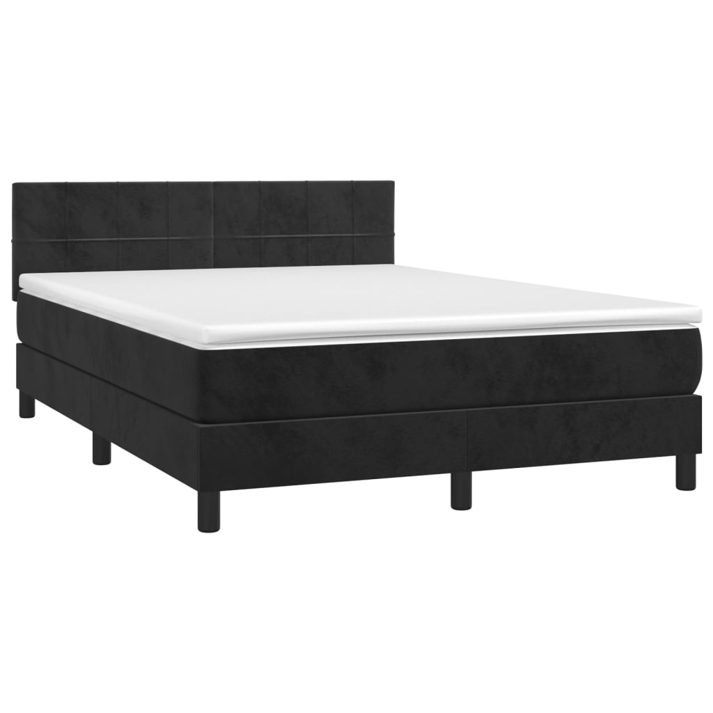 Boxspring met matras en LED fluweel zwart 140x190 cm Bedden & bedframes | Creëer jouw Trendy Thuis | Gratis bezorgd & Retour | Trendy.nl