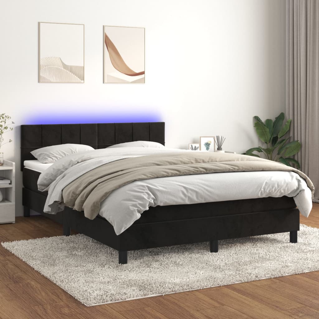 Boxspring met matras en LED fluweel zwart 140x190 cm Bedden & bedframes | Creëer jouw Trendy Thuis | Gratis bezorgd & Retour | Trendy.nl