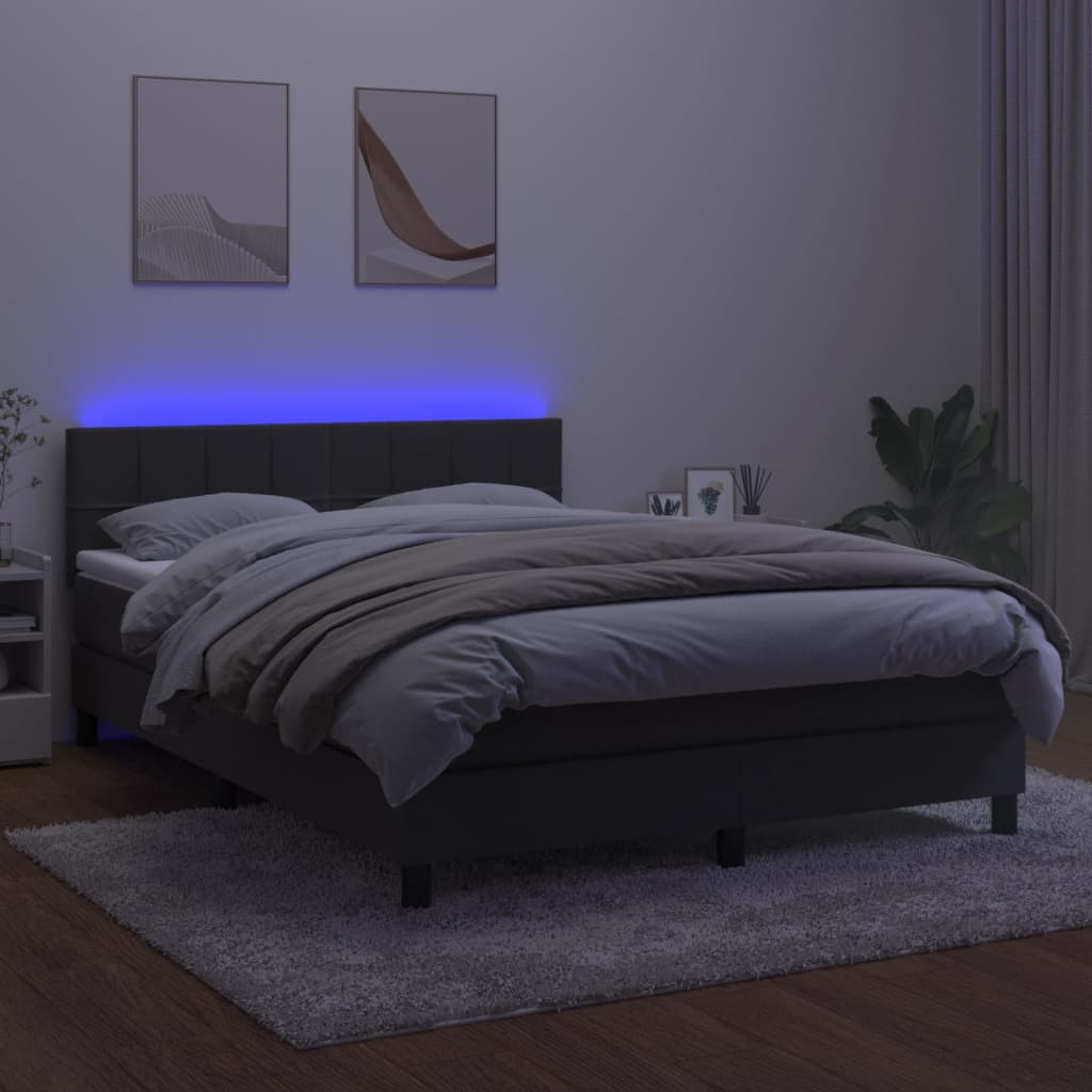 Boxspring met matras en LED fluweel donkergrijs 140x200 cm Bedden & bedframes | Creëer jouw Trendy Thuis | Gratis bezorgd & Retour | Trendy.nl