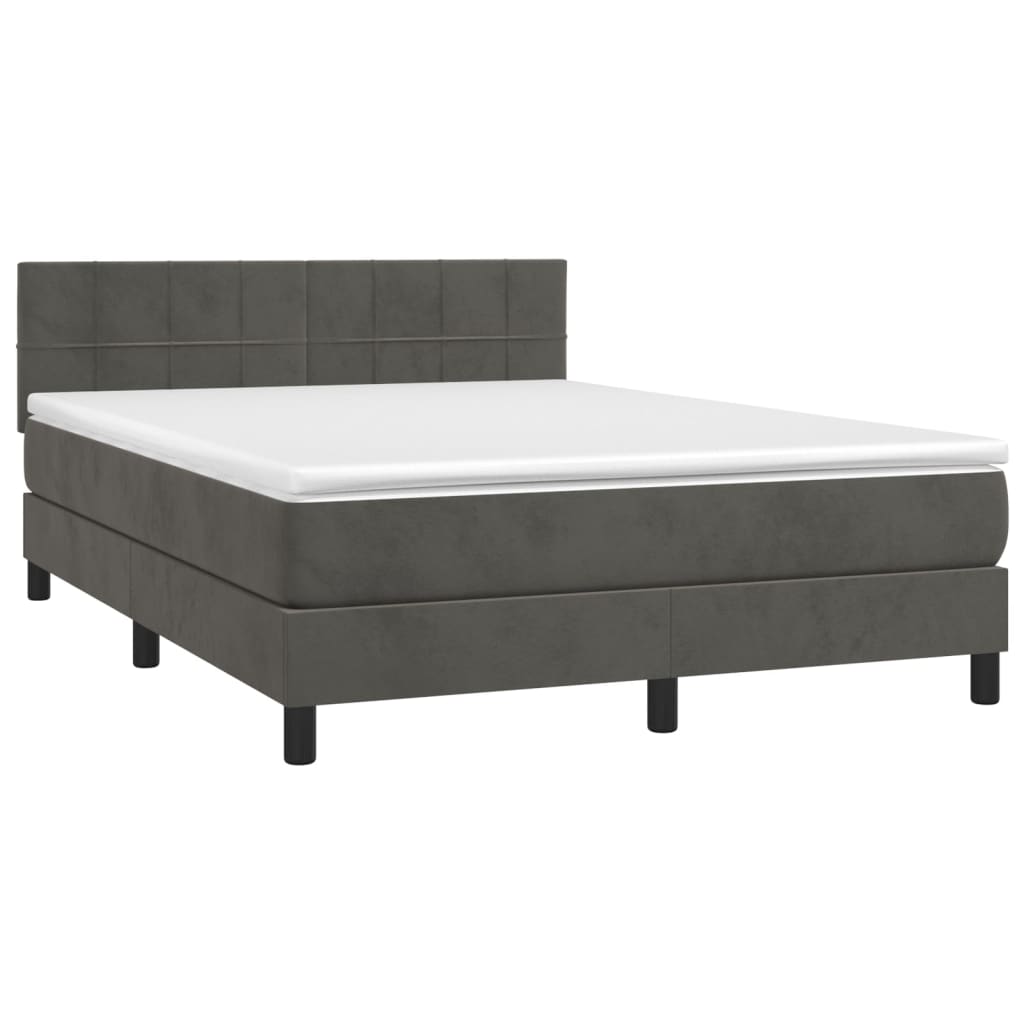 Boxspring met matras en LED fluweel donkergrijs 140x200 cm Bedden & bedframes | Creëer jouw Trendy Thuis | Gratis bezorgd & Retour | Trendy.nl