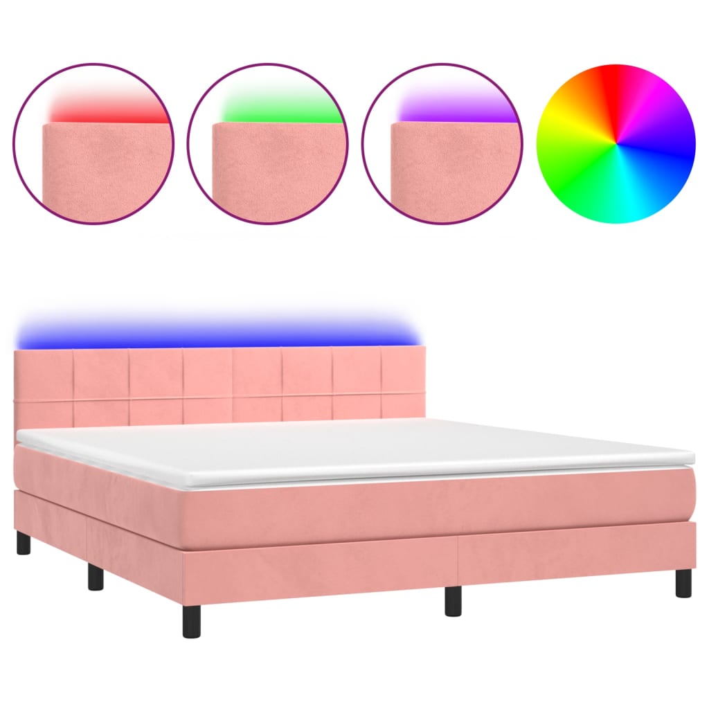 Boxspring met matras en LED fluweel roze 160x200 cm Bedden & bedframes | Creëer jouw Trendy Thuis | Gratis bezorgd & Retour | Trendy.nl