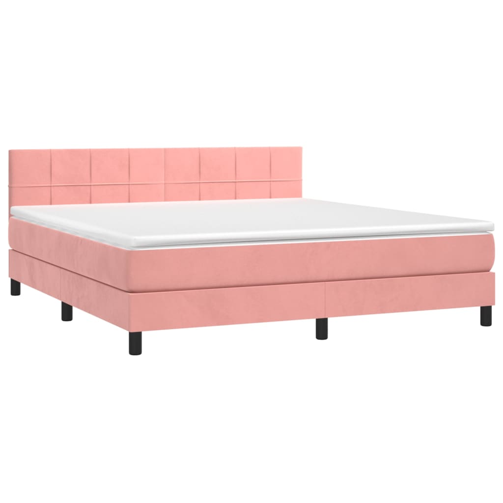 Boxspring met matras en LED fluweel roze 160x200 cm Bedden & bedframes | Creëer jouw Trendy Thuis | Gratis bezorgd & Retour | Trendy.nl