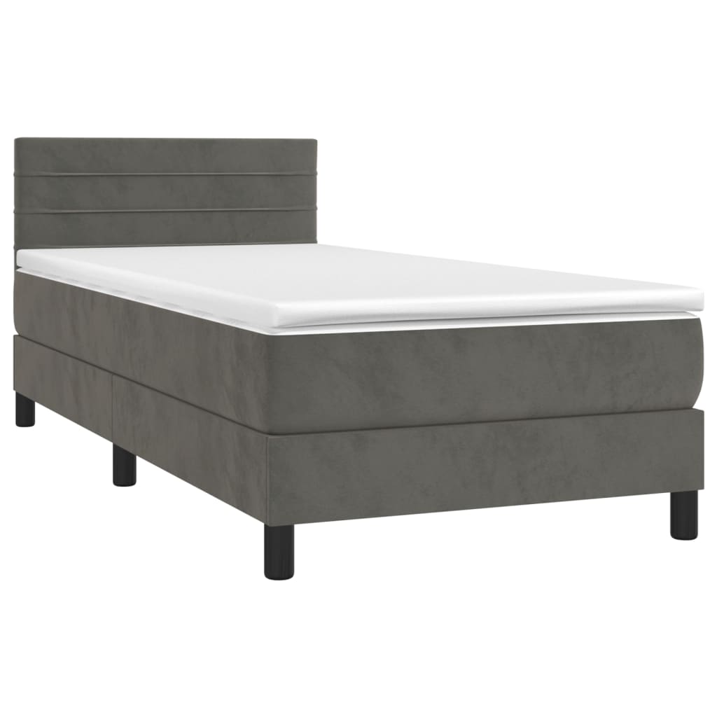 Boxspring met matras en LED fluweel donkergrijs 80x200 cm Bedden & bedframes | Creëer jouw Trendy Thuis | Gratis bezorgd & Retour | Trendy.nl