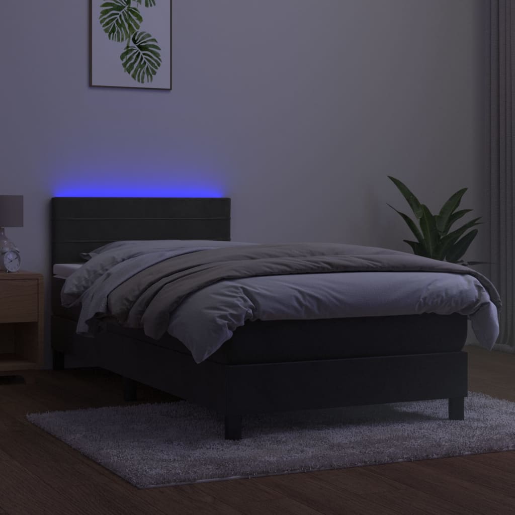 Boxspring met matras en LED fluweel donkergrijs 80x200 cm Bedden & bedframes | Creëer jouw Trendy Thuis | Gratis bezorgd & Retour | Trendy.nl