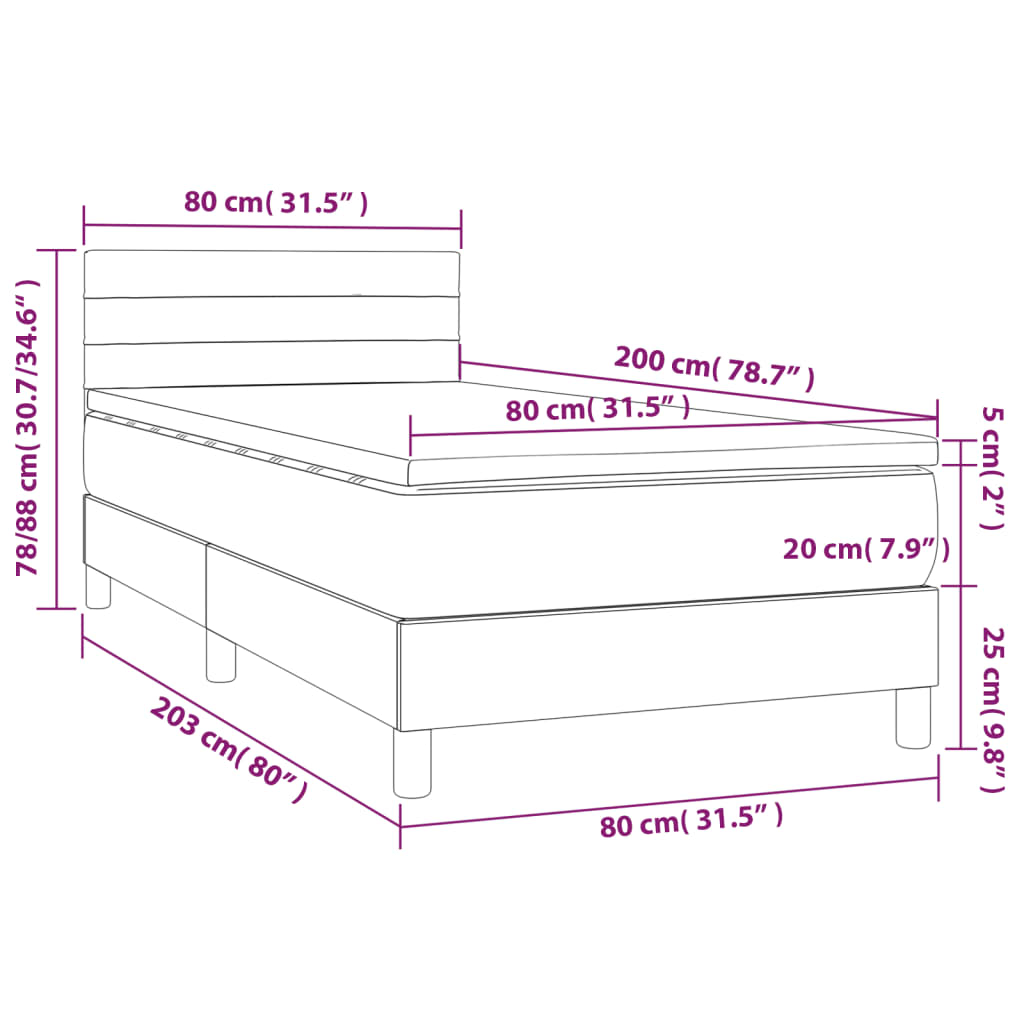 Boxspring met matras en LED fluweel donkergrijs 80x200 cm Bedden & bedframes | Creëer jouw Trendy Thuis | Gratis bezorgd & Retour | Trendy.nl