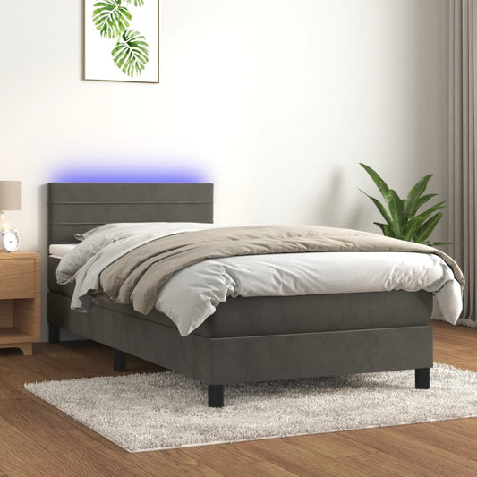 Boxspring met matras en LED fluweel donkergrijs 80x200 cm Bedden & bedframes | Creëer jouw Trendy Thuis | Gratis bezorgd & Retour | Trendy.nl