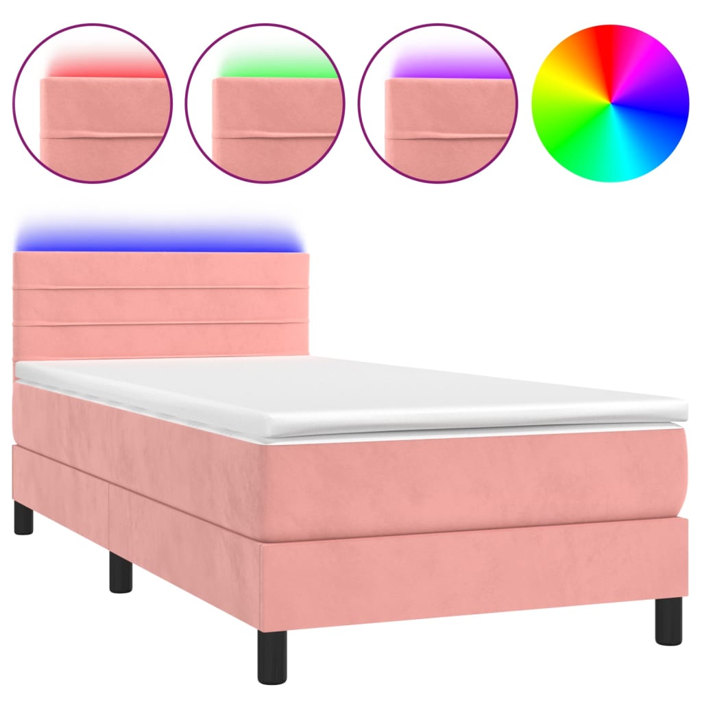 Boxspring met matras en LED fluweel roze 80x200 cm Bedden & bedframes | Creëer jouw Trendy Thuis | Gratis bezorgd & Retour | Trendy.nl