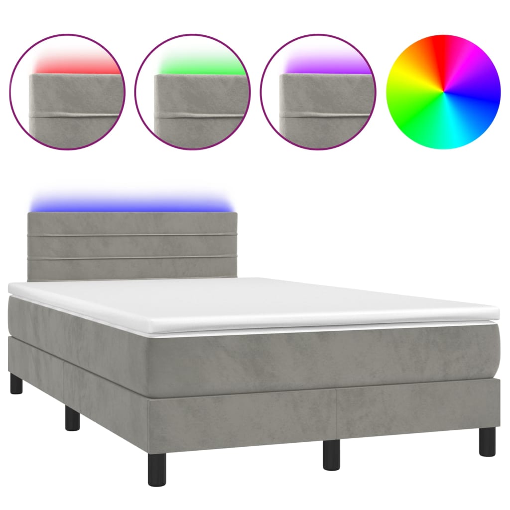 Boxspring met matras en LED fluweel lichtgrijs 120x200 cm Bedden & bedframes | Creëer jouw Trendy Thuis | Gratis bezorgd & Retour | Trendy.nl