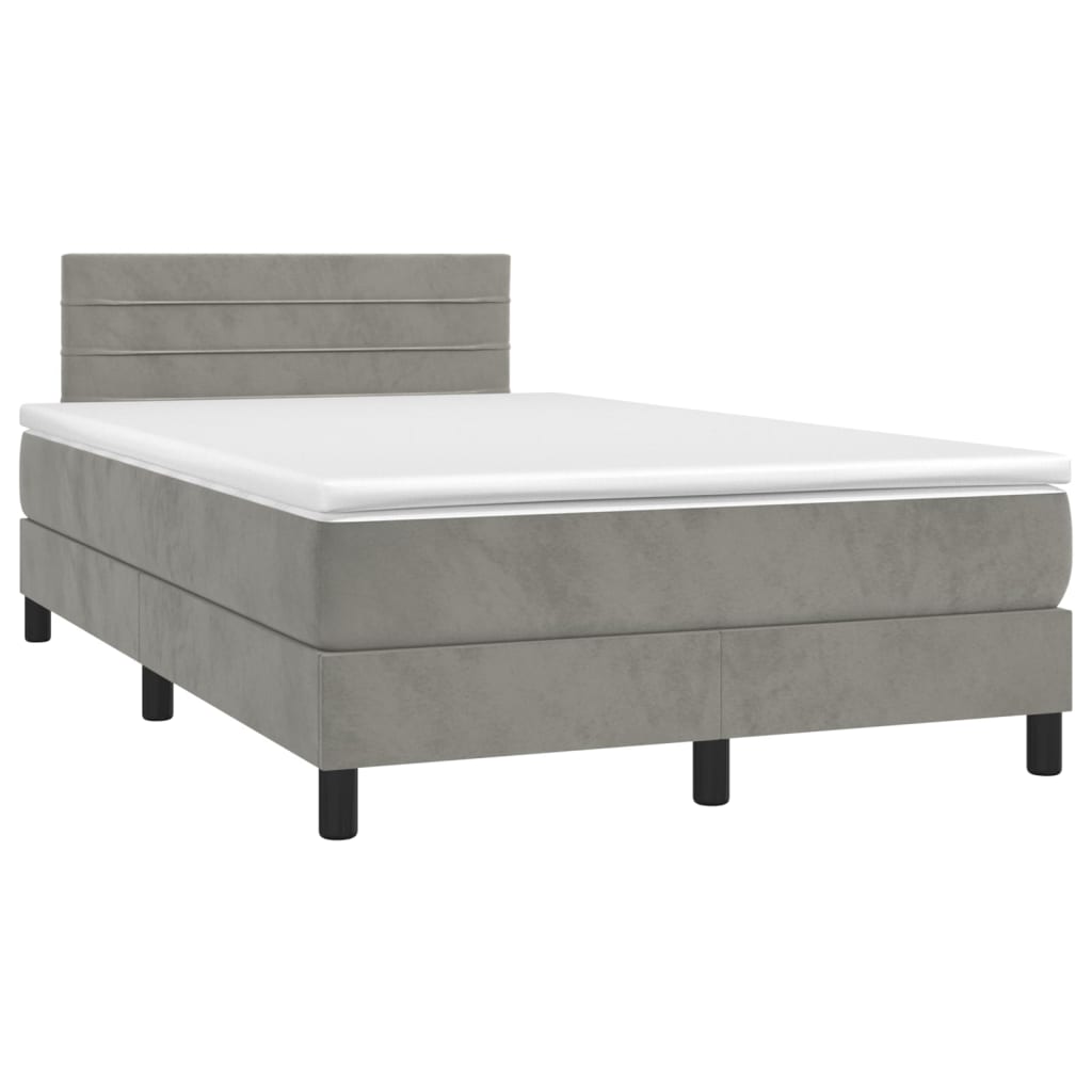 Boxspring met matras en LED fluweel lichtgrijs 120x200 cm Bedden & bedframes | Creëer jouw Trendy Thuis | Gratis bezorgd & Retour | Trendy.nl