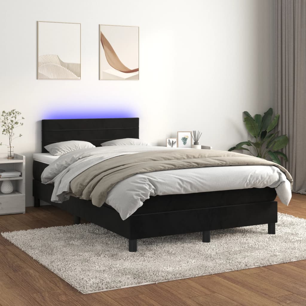 Boxspring met matras en LED fluweel zwart 120x200 cm Bedden & bedframes | Creëer jouw Trendy Thuis | Gratis bezorgd & Retour | Trendy.nl