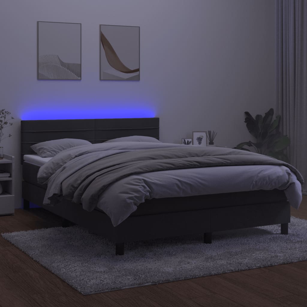 Boxspring met matras en LED fluweel donkergrijs 140x190 cm Bedden & bedframes | Creëer jouw Trendy Thuis | Gratis bezorgd & Retour | Trendy.nl