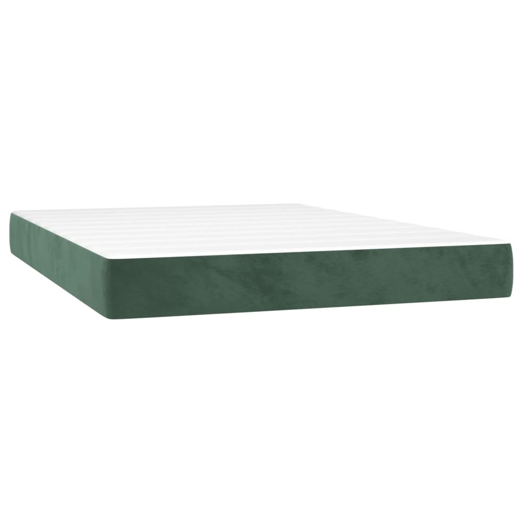 Boxspring met matras en LED fluweel donkergroen 140x200 cm