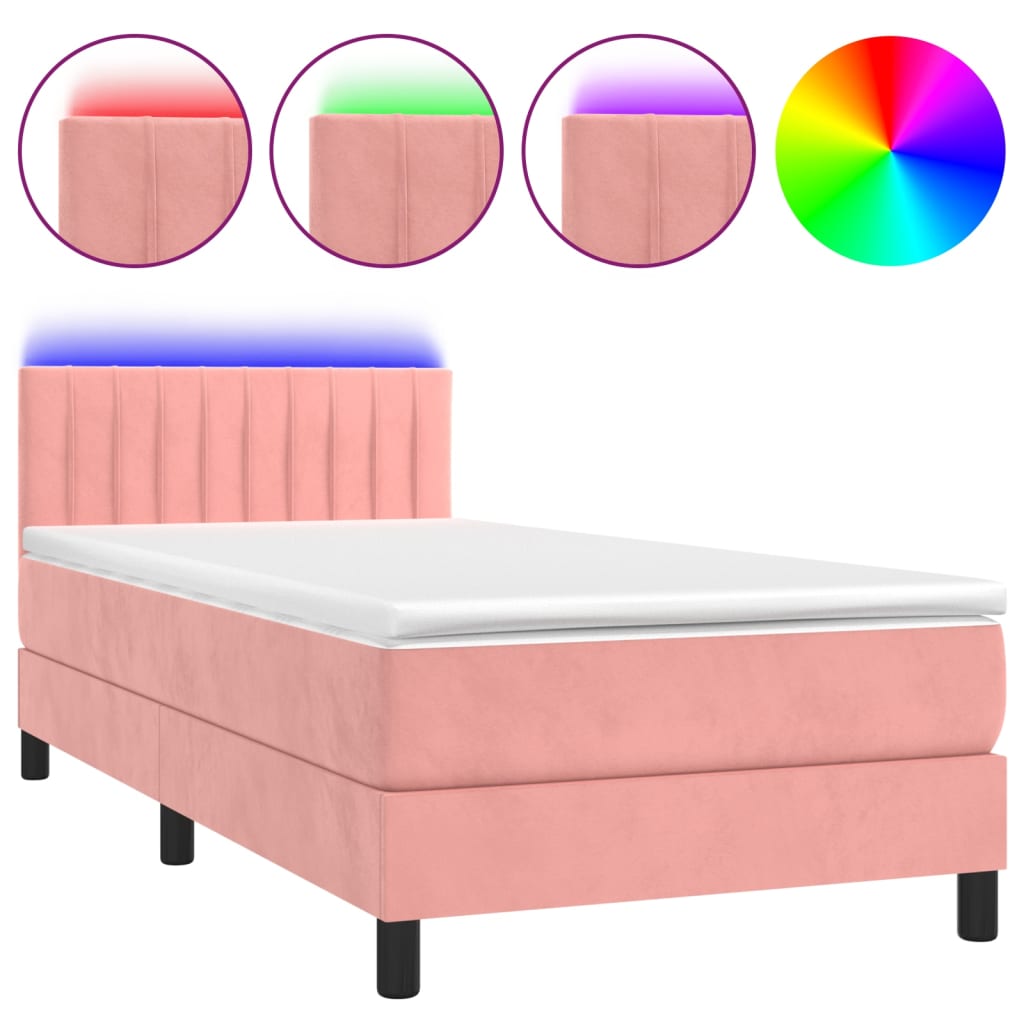 Boxspring met matras en LED fluweel roze 80x200 cm Bedden & bedframes | Creëer jouw Trendy Thuis | Gratis bezorgd & Retour | Trendy.nl