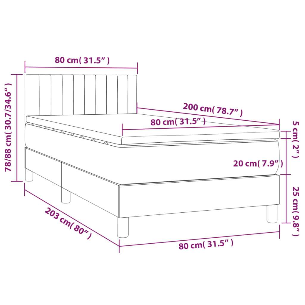 Boxspring met matras en LED fluweel roze 80x200 cm Bedden & bedframes | Creëer jouw Trendy Thuis | Gratis bezorgd & Retour | Trendy.nl